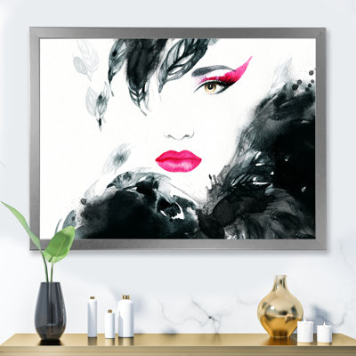 «Black and White Glam Woman Portrait IV» - Décoration murale sur toile glam