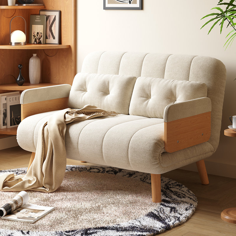 Fauteuil-lit convertible 3-en-1 de 43,37 po - Dossier à 5 positions, mousse haute densité et pieds en bois massif, idéal pour les petits espaces et les adultes