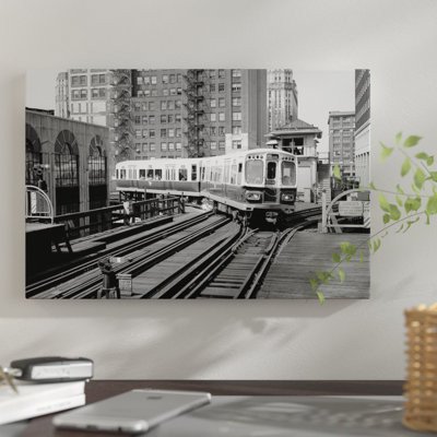 " 1960s-1970s Chicago Public Transportation El Train Turning Into The Loop On Wells Street " by Vintage Images