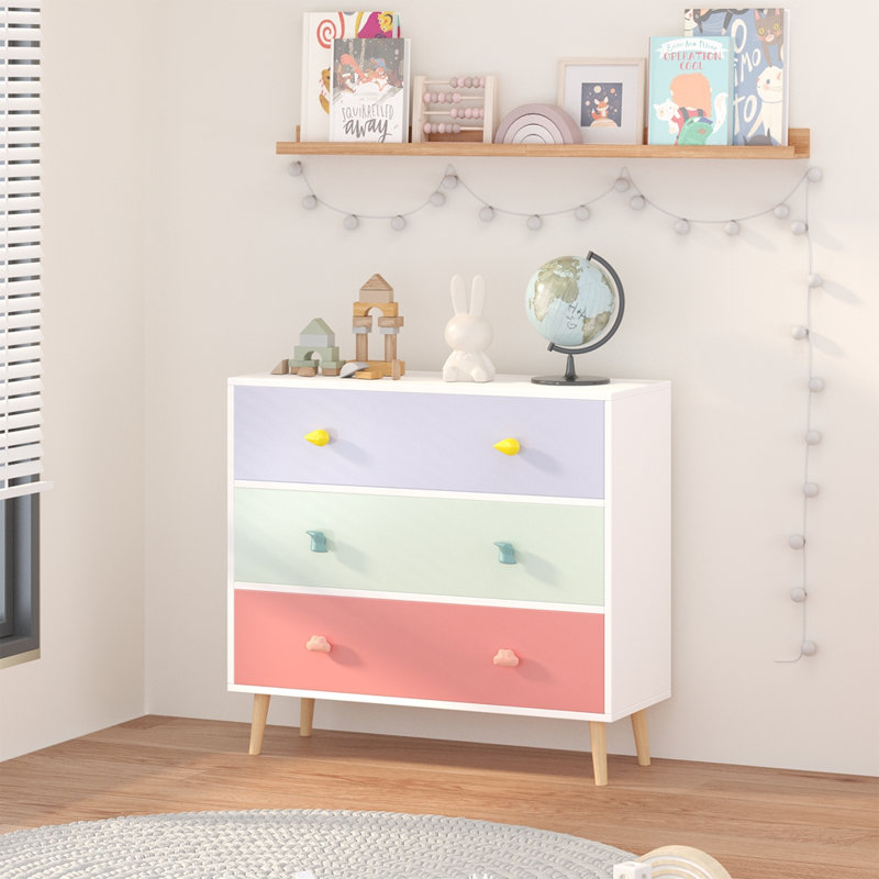 Commode 3 tiroirs pour enfants, Coloré