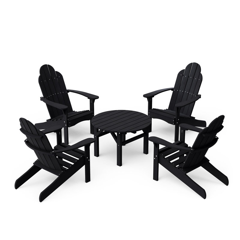 Ensemble de conversation Adirondack 5 pièces Lucier, Noir