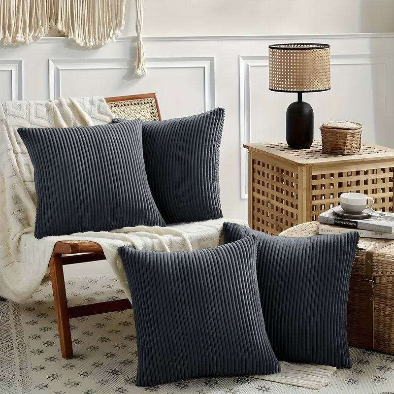 Striped Square Cushion, Grey