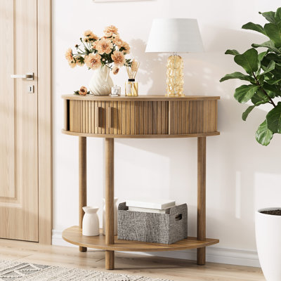 Console de style Mid-Century moderne de 31,5 pouces de long, pour l'espace de vie principal, avec deux tiroirs et une construction stable, large en noyer, canapé derrière, tablette ergonomique