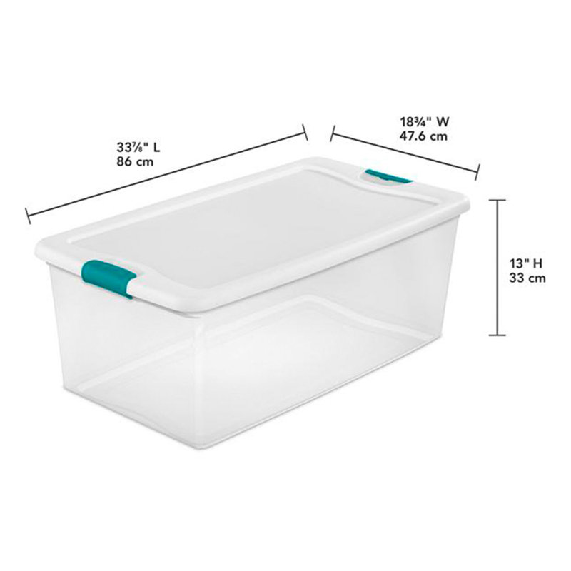 4 Piece 106 Qt and 12 Piece 64 Qt Plastic Storage Tote Set