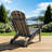 Grey, Folding Adirondack Chair, Wood Grain Composite Material, Equipped With Double Cup Holders, Outdoor Patio/Pool Lounge Chair.-219512834