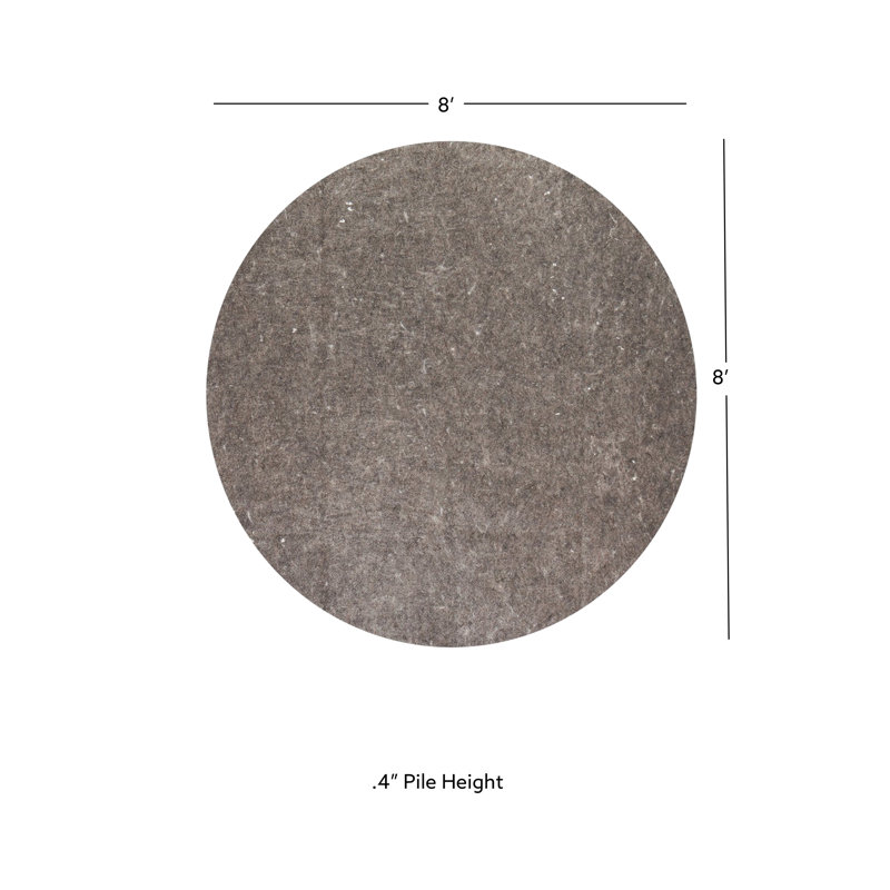 Bashuk Dual Surface 0.4'' Thick Rug Pad, Round 8'