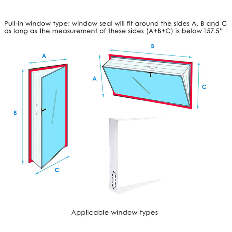 Shinco White 400cm(157.5") Waterproof Portable Ac Window Seal And Tumble Dryer Compatible With Medium Or Large Casement Crank Window And Tilting Window-air Exchange Guards With Zip And Hook And Loop