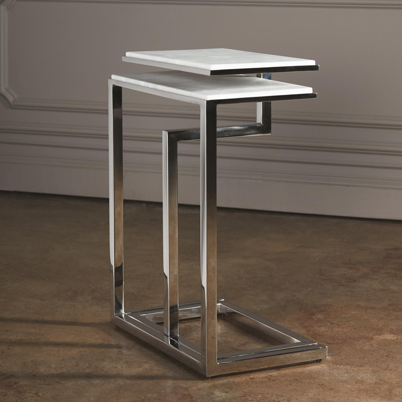 2 Piece C-Nesting Table Set-Brass, Nickel
