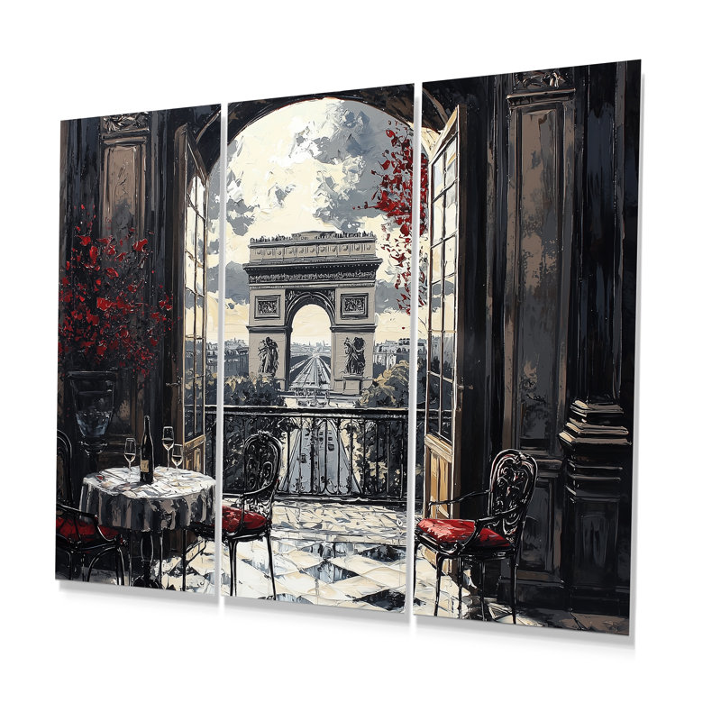 «Paris Terasse Red Arc De Triomphe - City Paris», ensemble de reproductions d'art mural, Métal métal