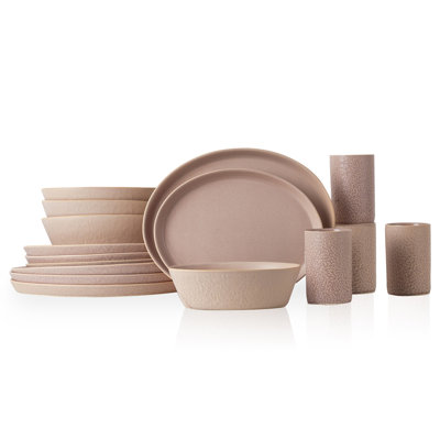 Stone by Mercer Project Katachi 16-Piece Dinnerware Set Stoneware