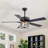 52 Inch Ceiling Fan With Light, Ceiling Fan With 5 Blades, Hammered Glass Shade, Remote Control, Reversible Motor For Living Room Bedroom Dining Room-723923216-723923222