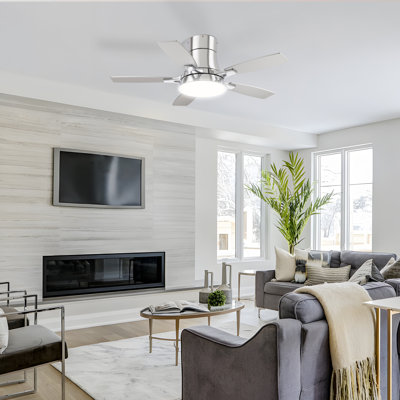 42'' Smart Indoor Modern Chrome Standard Ceiling Fan With Dimmable Led Lights And Remote Included App Control
