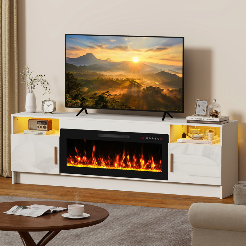 Electric Fireplace TV Stand, White