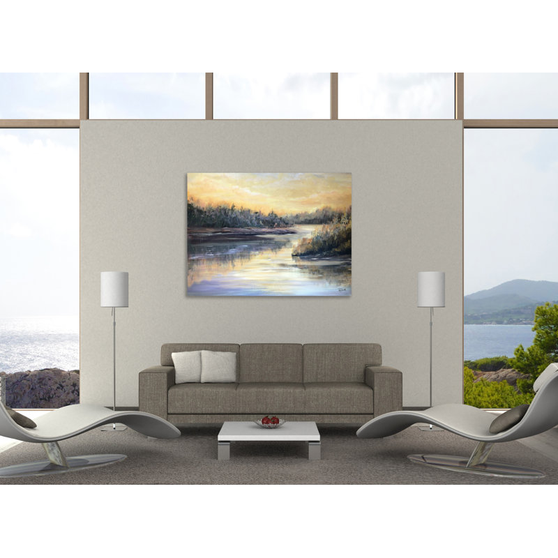 «Golden Waters I», toile tendue par Winston Porter, H 24 po x l 32 po x P 1,5 po