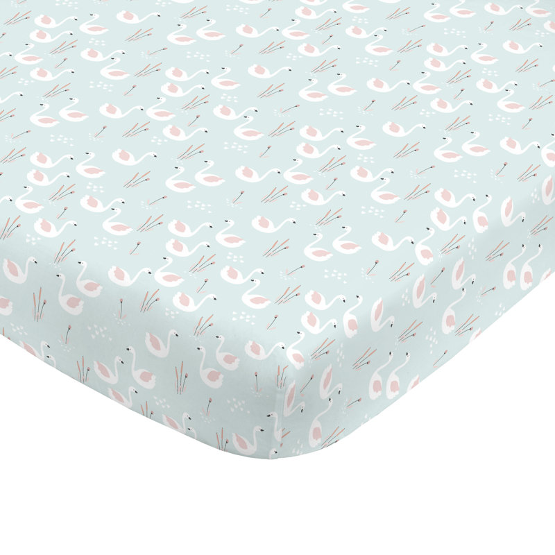 Drap-housse pour lit de bébé swan pour chambre super douce Mills, L 28 po x L 52 po, Bleu Aqua
