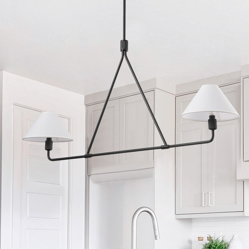 Luminaire suspendu 2 lumières en fer blanc, Noir