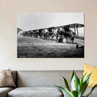 1918 Flight Line of American Expeditionary Force Pilots and Sopwith Camel WW I Biplanes' Photographic Print on Wrapped Canvas -  East Urban Home, 8E348FB9232F46FD88C65A32DE8F5DB6