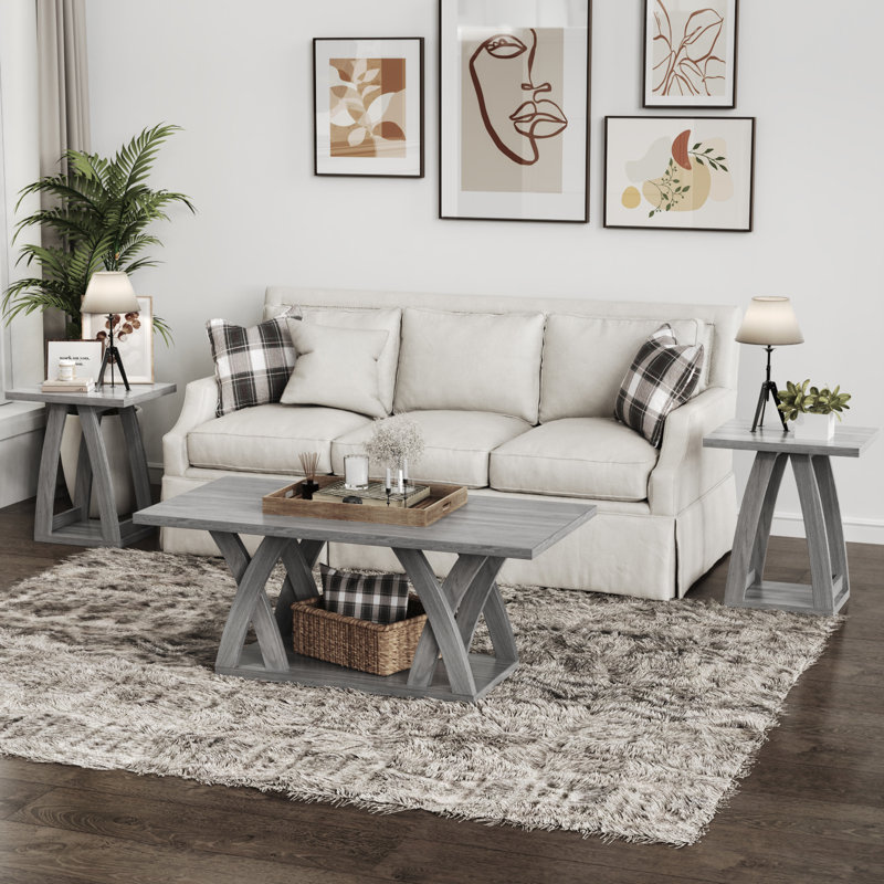 End Table With Storage, Gray, 2