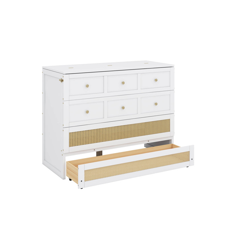Lit escamotable double avec tiroirs, Blanc