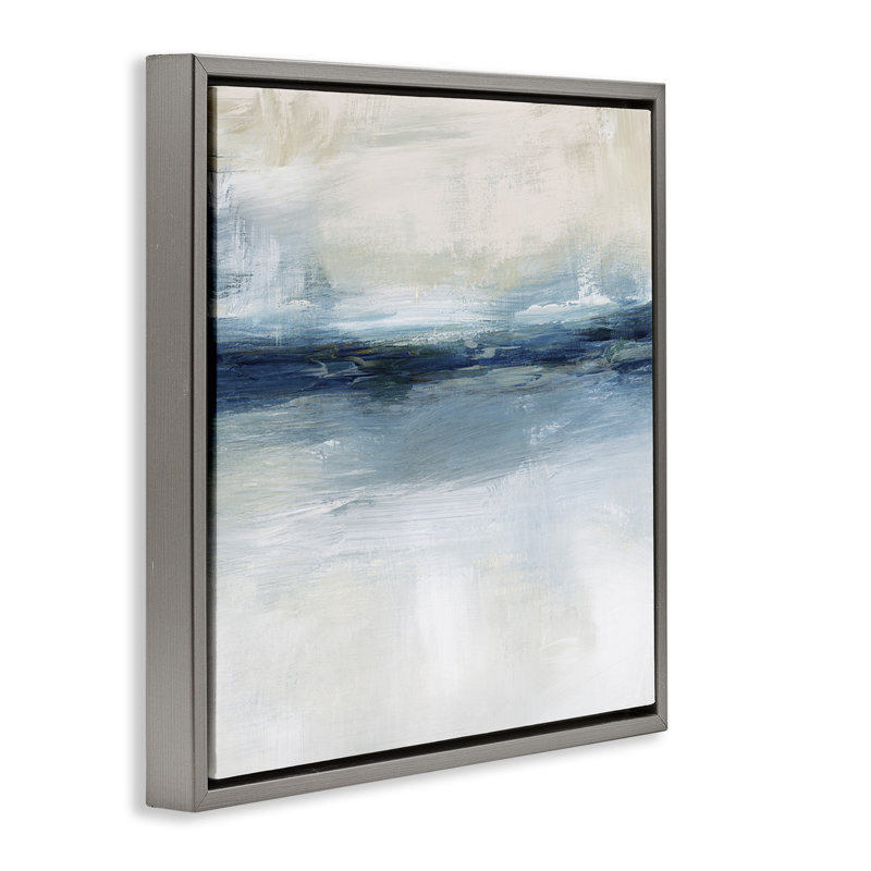 Abstrait nautique sombre et intemporel, Cadre flottant gris lustré, H 18 po x l 18 po