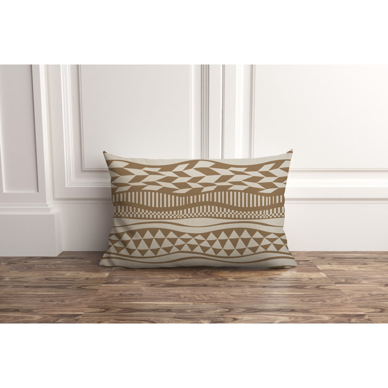 Housse et insert de coussin rectangulaire d'extérieur Afua Kente, Beige