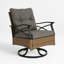Ensemble de chaise berçante pivotante 3 pièces avec table basse à 2 niveaux et coussins de dossier confortables en rotin