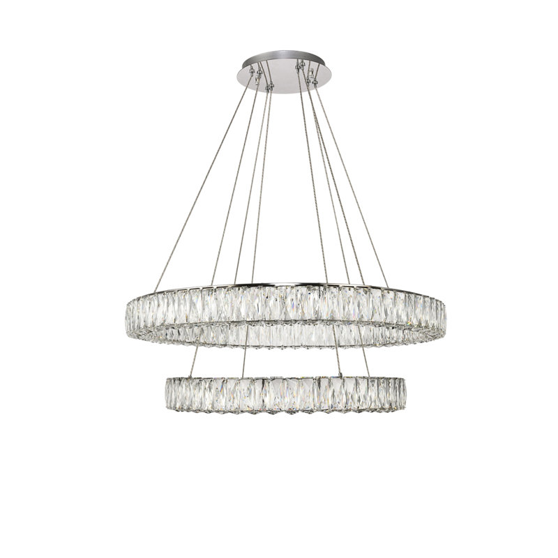 Lustre ovale en cristal 2 lumières Steveson, H 12 po x l 31,50 po x P 31,50 po, Chrome
