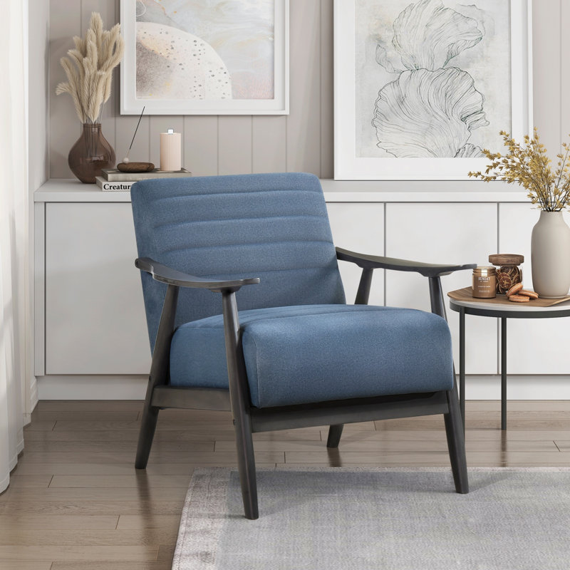 Fauteuil d'appoint décontracté en bois massif 1pc, Polyester bleu