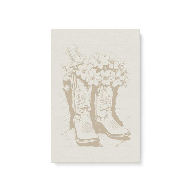 " Botanical Cowboy Boots ", 12" H x 8" W