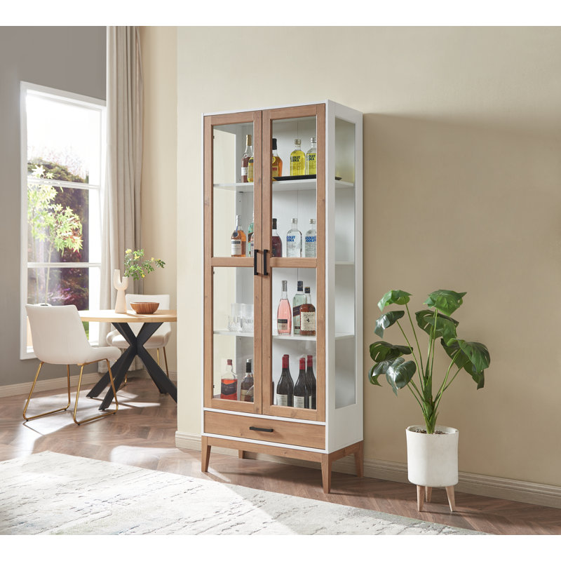 Armoire Amarillas avec portes en verre, Blanc