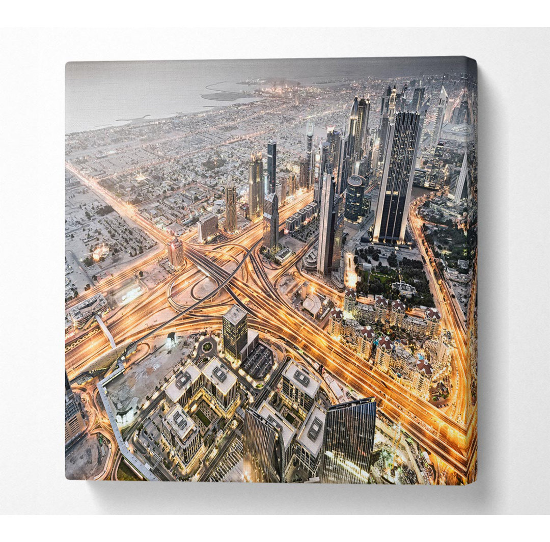 Bonniton Golden City Roads - Kunstdrucke auf Leinwand - Wrapped Canvas