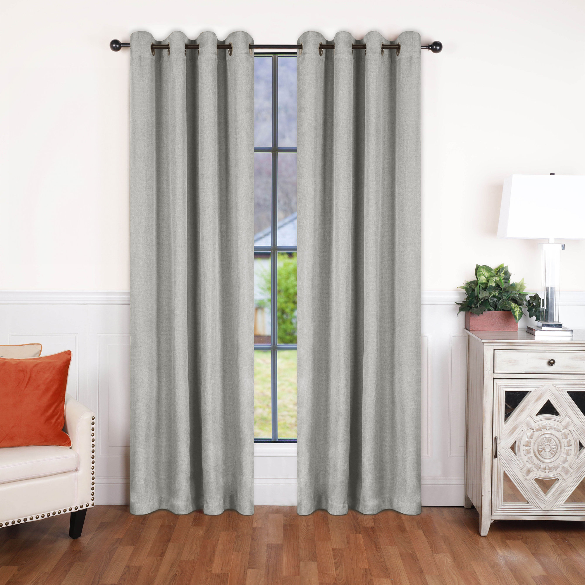 Evayah Modern Linen Inspired Classic Solid Room Darkening Curtain Panel, 52" W x 84" L, Marshmellow