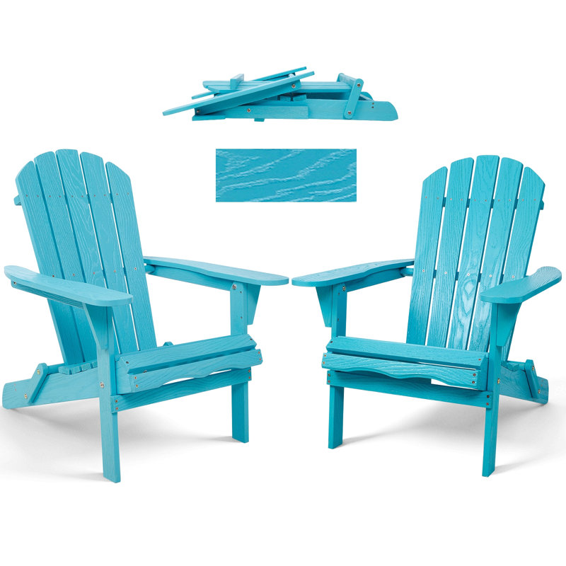 Set Of 2 Wood Lounge Patio Chair For Garden Outdoor Wooden Folding Embossed Adirondack Chair Solid Wood Lounge Patio Chair With Wood Grain