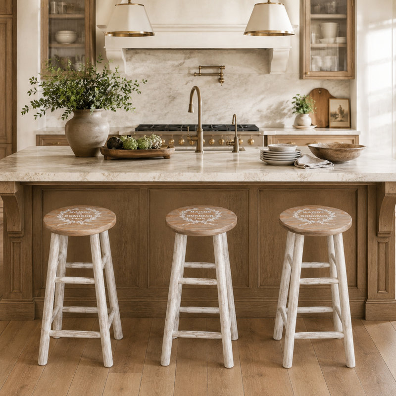 Backless Wooden Stool