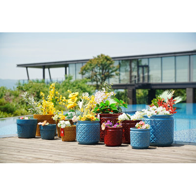 Ensemble de 3 pots de fleurs en céramique, pot de fleurs moderne pour patio, jardin, rebord de fenêtre
