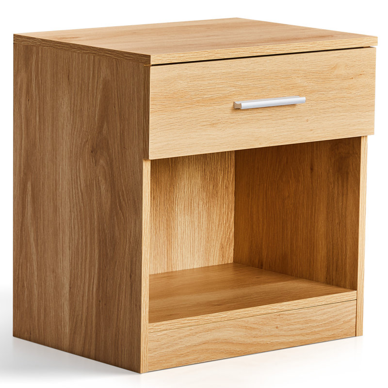 1-Drawer Nightstand With Bottom Shelf Pure Oak Tone E1 Particleboard 39X28x41 Cm