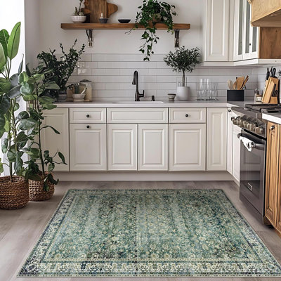 Faux Wool Moody Floral Boho Vintage Oriental Area Rugs