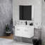 Meuble-lavabo 32 po avec lavabo et miroir, meuble-lavabo mural avec portes doubles, cadre en aluminium, charnières à fermeture douce, longues poignées en métal, lavabo en céramique-126528844