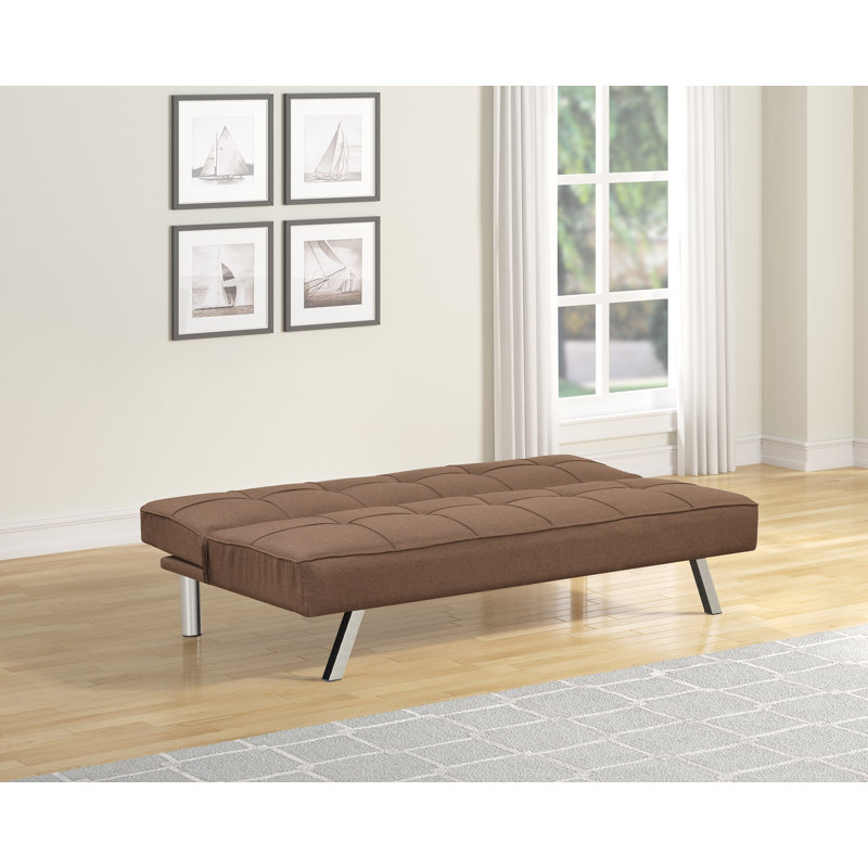 Jazzminn Twin 66.5'' Upholstered Convertible Sofa, Brown Fabric