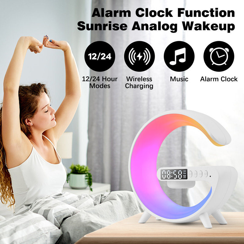 Multifunctional Bedside Sleeping Lamp Bluetooth Audio Alarm Clock Wireless Charge Night Light
