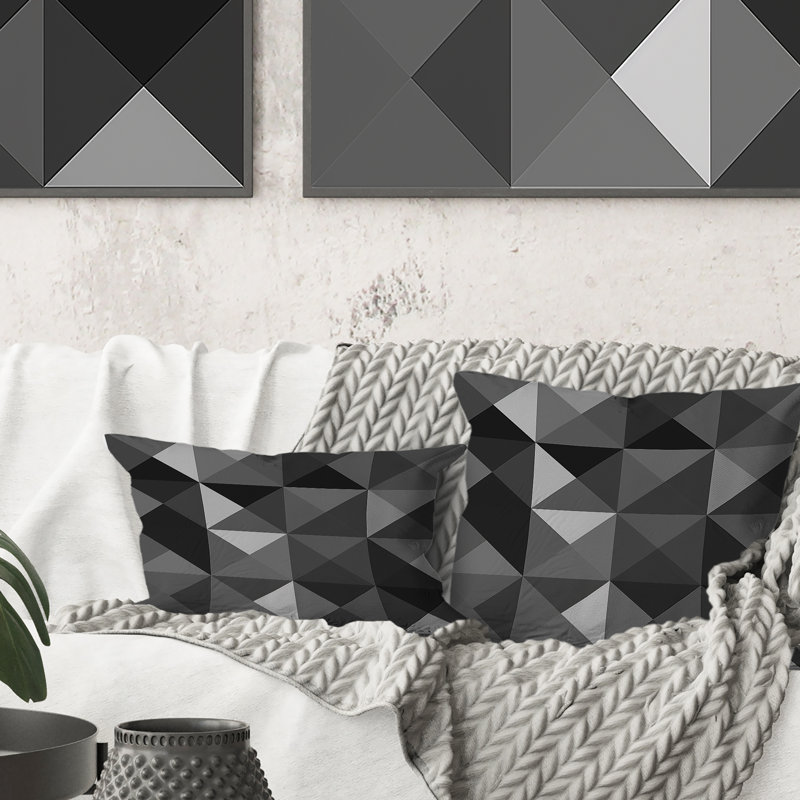 Gris et noir, triangles géométriques modernes I - coussin lombaire moderne