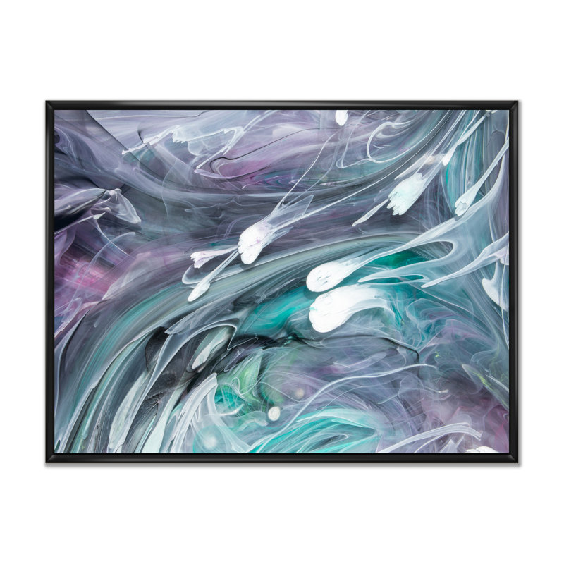 Turquoise et mauve liquide Flow Art II - œuvre d'art moderne sur toile, H 34 po x l 44 po x P 1,5 po