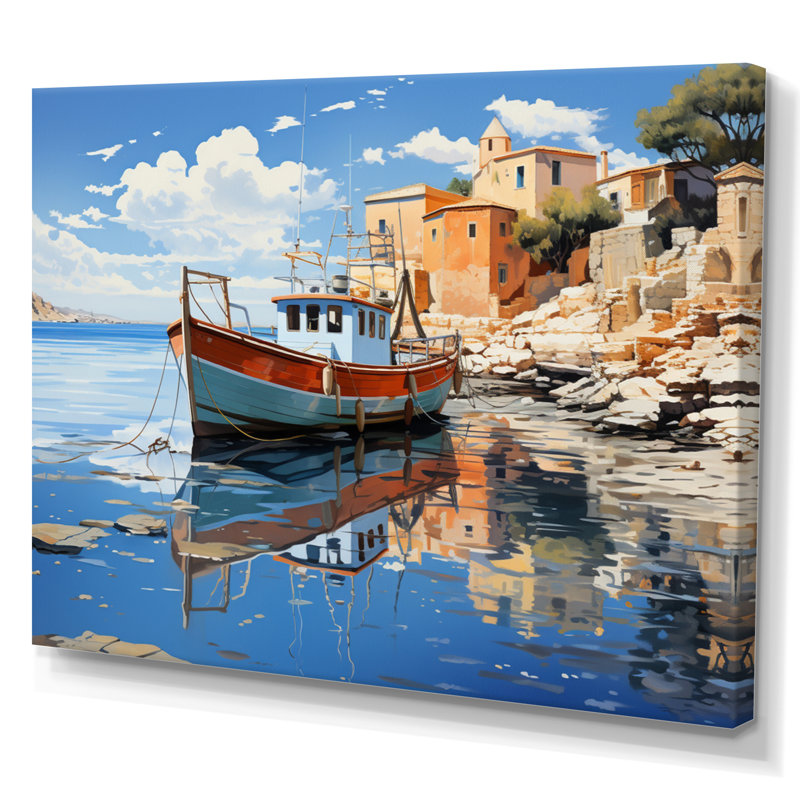 «Grèce Maritime Charm I», art mural sur toile, H 30 po x l 40 po x P 1,5 po, Toile tendue