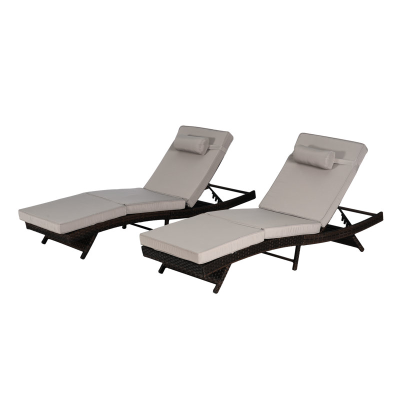Reclining Chair Pair - All-Weather Pe , Portable, Fits Patio And Garden Outdoor Chairs Gray Cushions, Foldable For Poolside