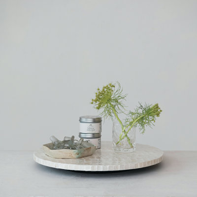 Wood And Capiz-Embellished Round Lazy Susan