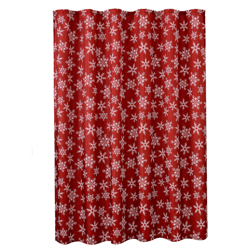 Rideau de douche simple décoratif à motif de noël imprimé en flocons de noël Pullen
