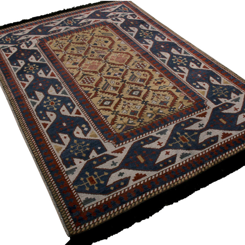 Burano Hand Knotted Wool Geometric Area Rug, Rectangle 9' x 12'