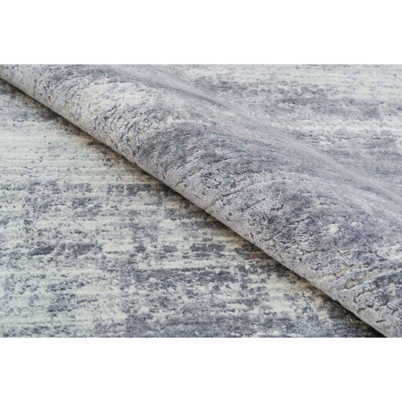 Hand Knotted Area Rug in Gray/Blue, Rectangle 6' x 9'