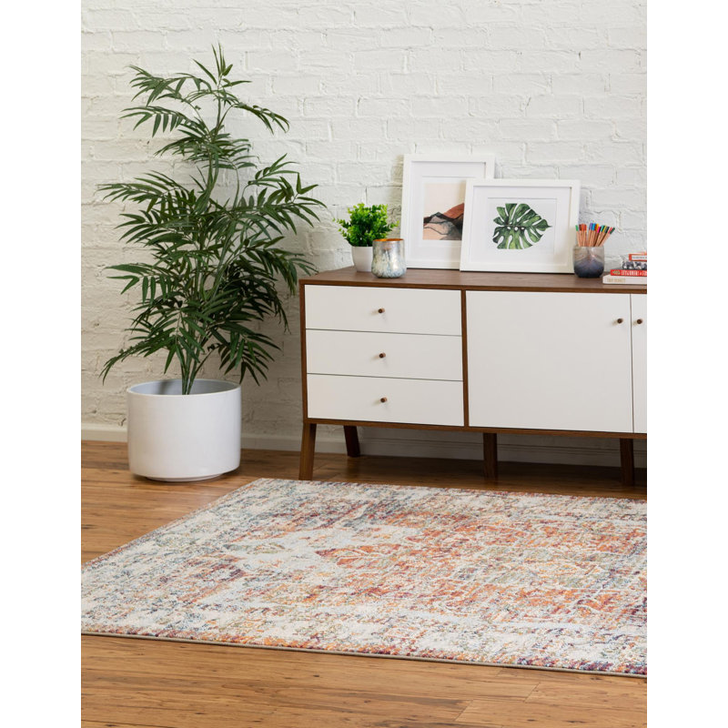 Tapis oriental orange Alresford, Carré 4 pi 1 po