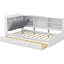 Lit plateforme simple en bois blanc avec rangement pour tête de lit, 2 tiroirs et tablettes